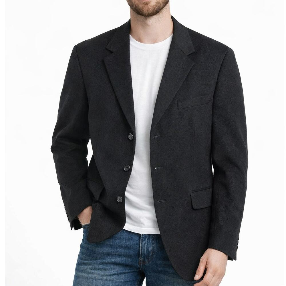 Vintage NORM THOMPSON Black Blazer Sport Coat Casual Jacket Mens 46 R